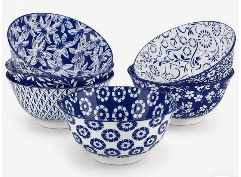 Selamica blue and white porcelain bowls